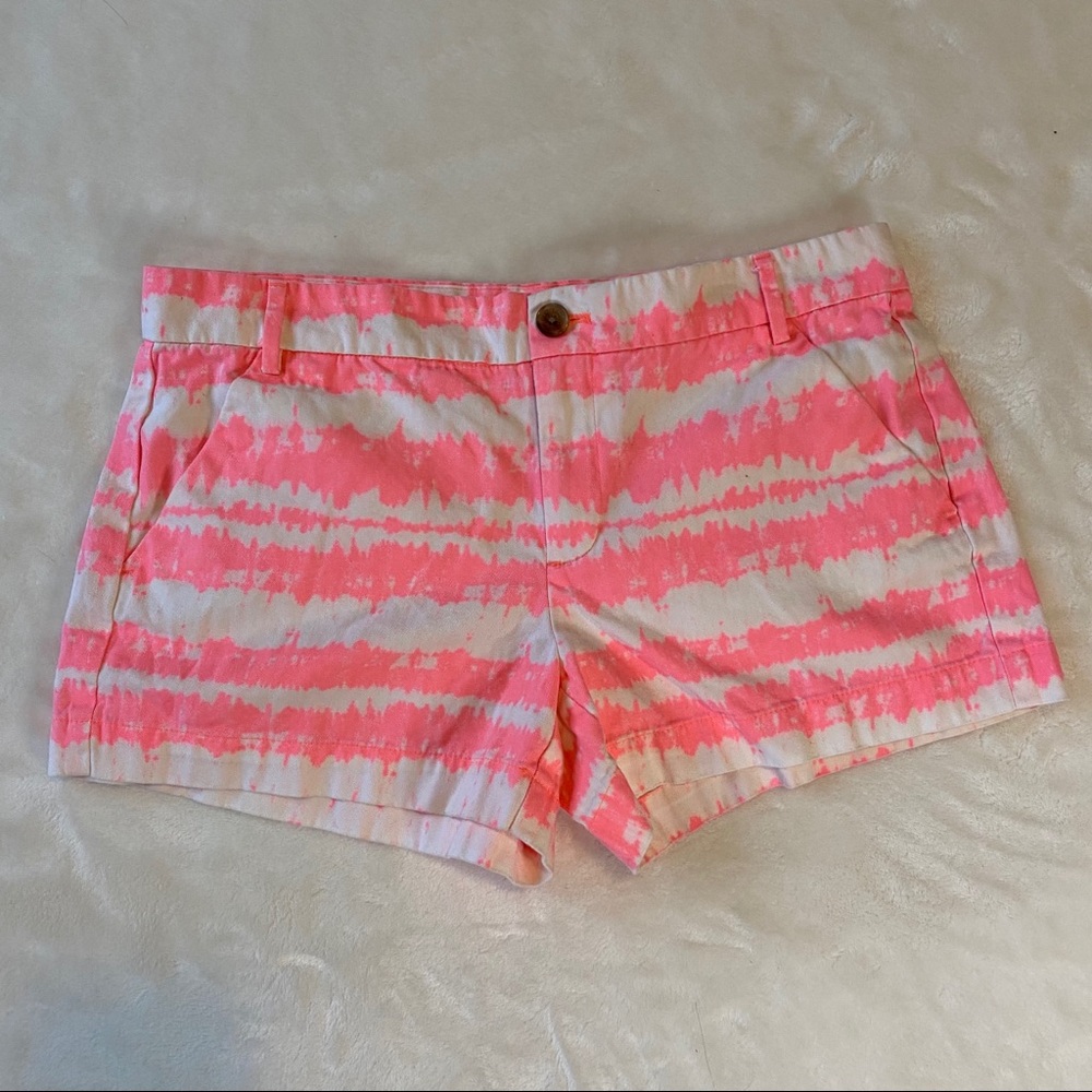 Khakis by GAP Sunkissed Tie Dye Coral Pink Chino Short Shorts Summer Women Sz 4